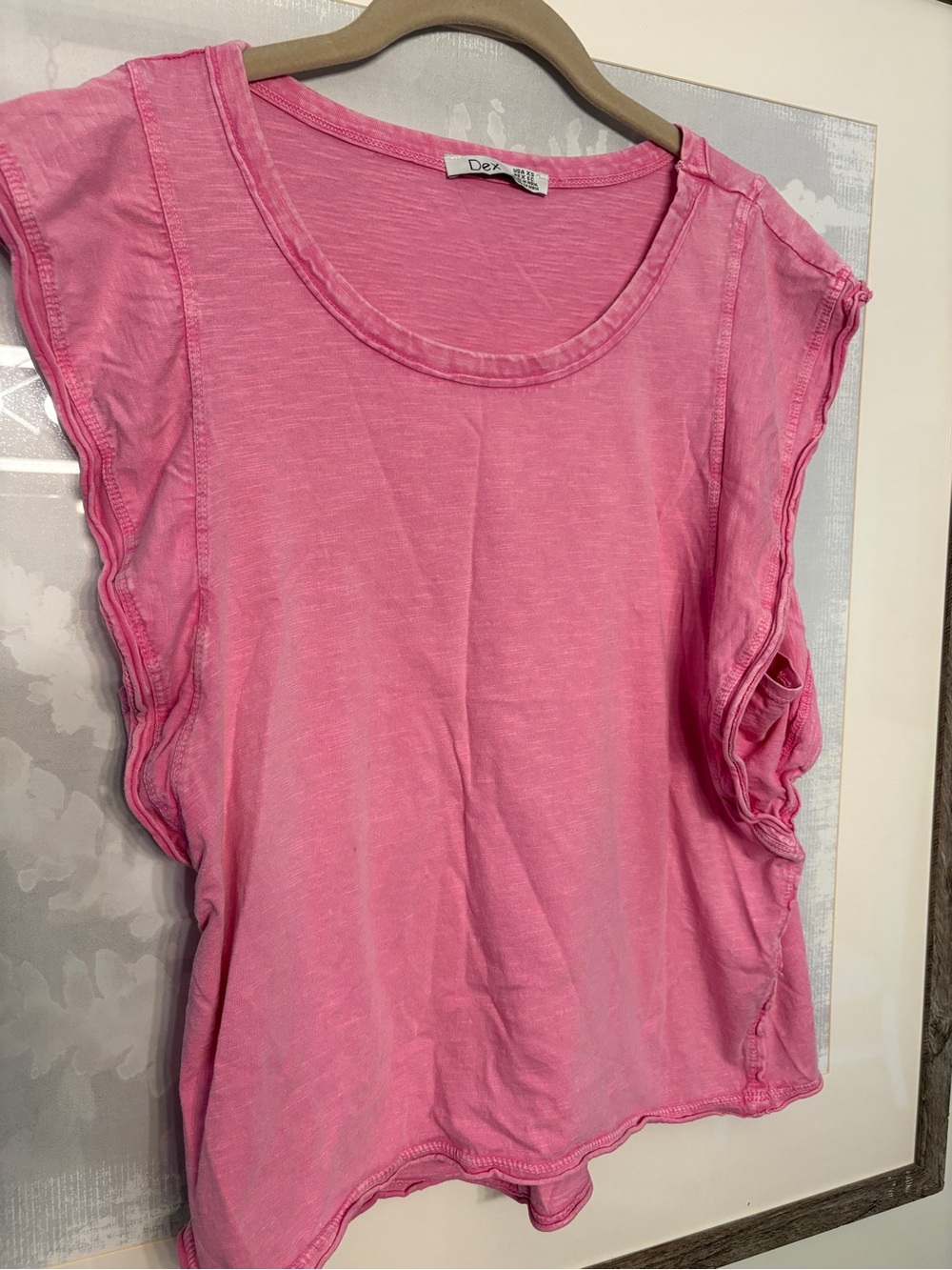 Dex Pink Ruffle Cap-Sleeve Tank